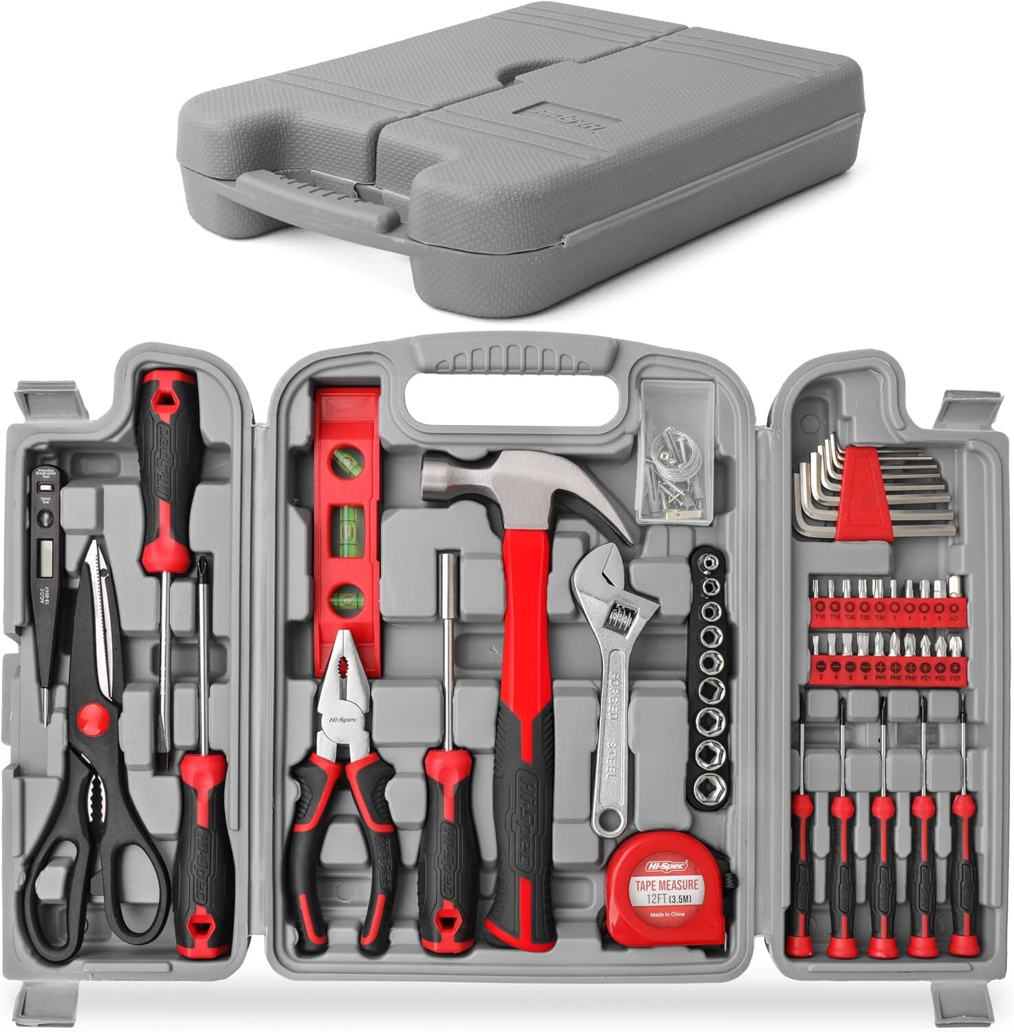 Home DIY Tool Kit 54pc with Hammer, Screwdrivers, Pliers and More with Case