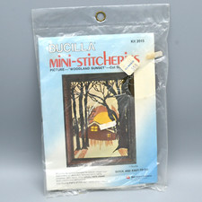 Bucilla Mini Stitcheries Crewel Embroidery Kit Woodland Sunset Vintage 5x7 NEW
