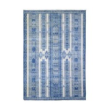 6'2" x 8'8" Medium Sapphire Fine Peshawar Natural Wool Hand Knotted Rug R73105