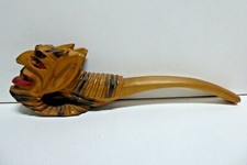VINTAGE WOODEN CARVED DEVIL HEAD PIPE FOLK ART