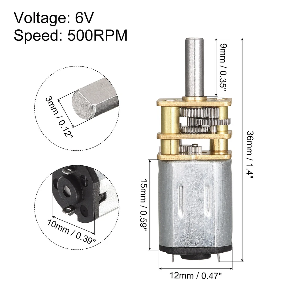 Micro Vitesse Réduction Engrenage Moteur DC 6V 500RPM pour RC Avion Voiture - Photo 2/4