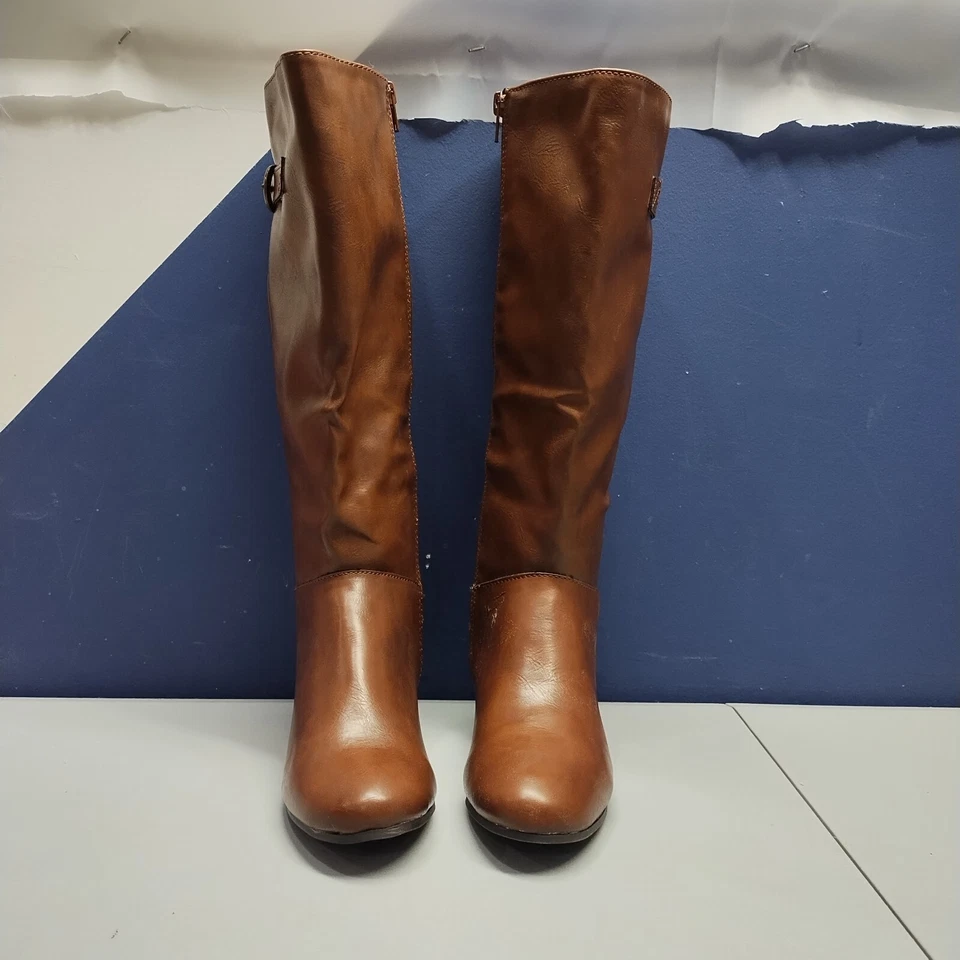 Style&co. Rainne Botas de Montar Occidentales Media Pantorrilla Mujer 5.5M Cuero Marrón Cremallera Lateral Foto 2 de 4