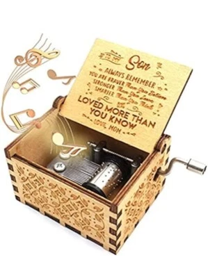 Nostalgish from Mum to Son Hand Crank Wooden Musical Box Christmas Stocking Gift