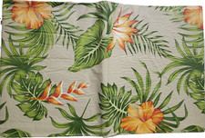Vinyl Flannel Back Tablecloth 52"x70" Oblong, TROPICAL LEAVES FLOWERS 1, HP
