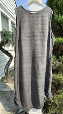 SALE! Ivey Abitz CANTERBURY FROCK Grey WASHED SILK Gray LARGE DRESS Sleeveless