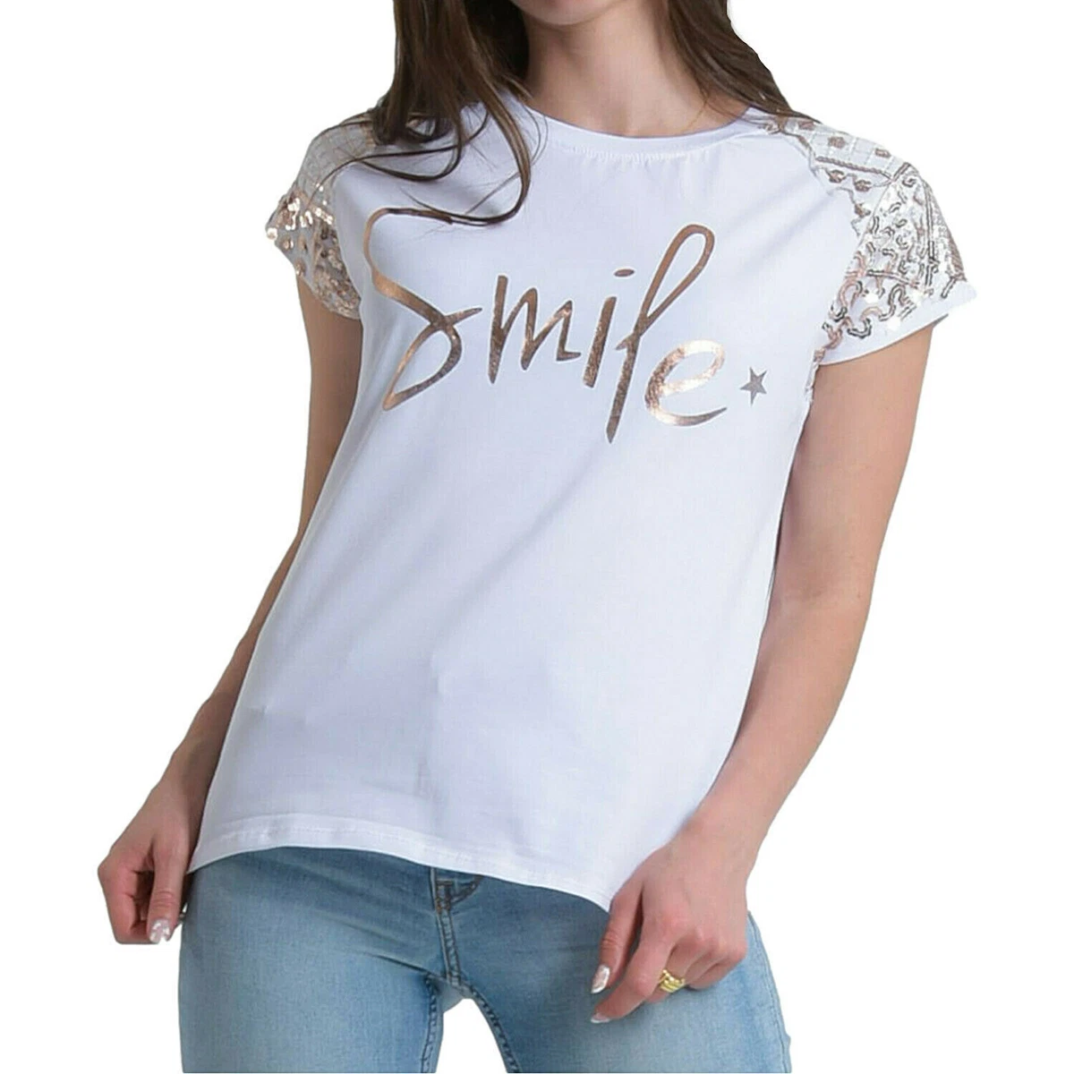 Acquista T-shirt da donna top autunnali a contrasto di colore a maniche