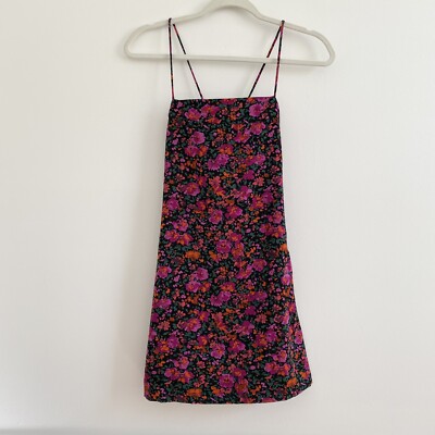 Y2K Floral Straight Neckline Spaghetti Strap Tie A-Line Mini Dress size Small | eBay Y2K Floral Straight Neckline Spaghetti Strap Tie A-Line Mini Dress size Small | eBay