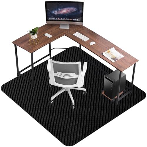 Hardwood Floor Office Chair Mat 63x51 Black Computer Mat for Desks-image