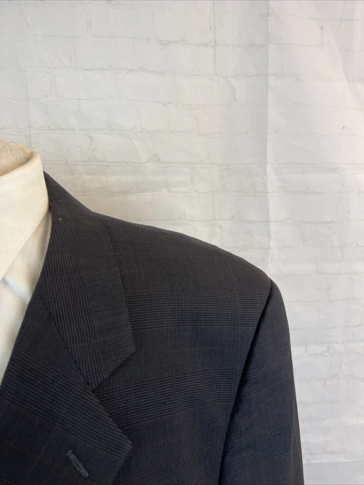 Mani Men's Gray Brown Plaid Wool Suit 46L 38X31 $1,895 - Image 2 of 4
