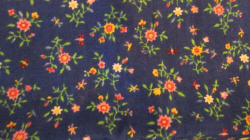 FABRIC Cotton Calico Floral Pink Green on Blue Crafts Quilting 21x42 - Picture 3 of 4