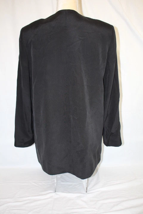 Blazer para mujer VIA SETA Norma Flanagan negro 100 % seda talla 10/40-B138 Foto 3 de 4