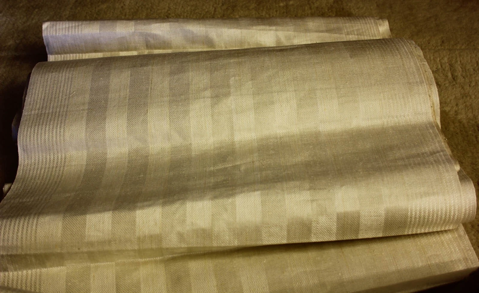 Vintage French ? Imported Linen FABRIC striped Towel Farmhouse by yard width 19" image 5