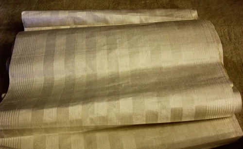 Vintage French ? Imported Linen FABRIC striped Towel Farmhouse by yard width 19" image 5