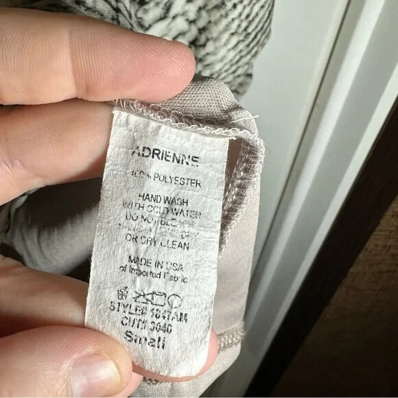 Adrienne Tan/Beige Python/Snake Print V Neck Long… - image 7