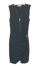 Bailey44 Women's Black Dress Sz S Stretch Zip up Ruched Drape Wrap Sleeveless BI