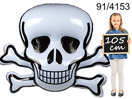 Calavera inflable extra grande y huesos cruzados 135 x 110 cm pirata / utilería de Halloween Foto 3 de 3