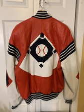 Vintage Michael Hoban Mens Sz L 42 Red Black White Leather Jacket Baseball Rare