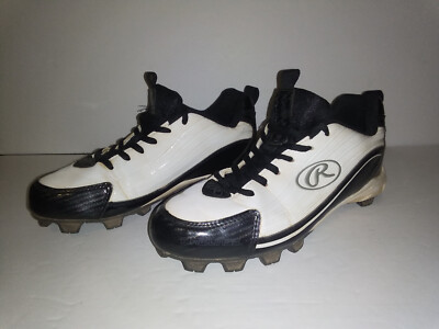 Rawlings White Black Soccer Softball Cleats Chicayne II Size 8-1/2  Girls