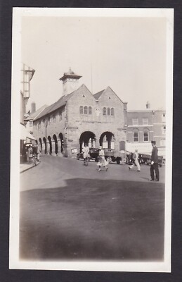 Vintage c1930 Snapshot Photo Ross-On-Wye Market Square Hall House People