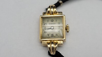 Vintage Winton Gold and Black Women\'s Watch Vintage 14K Gold Winton Ladies Watch | eBay main image 3