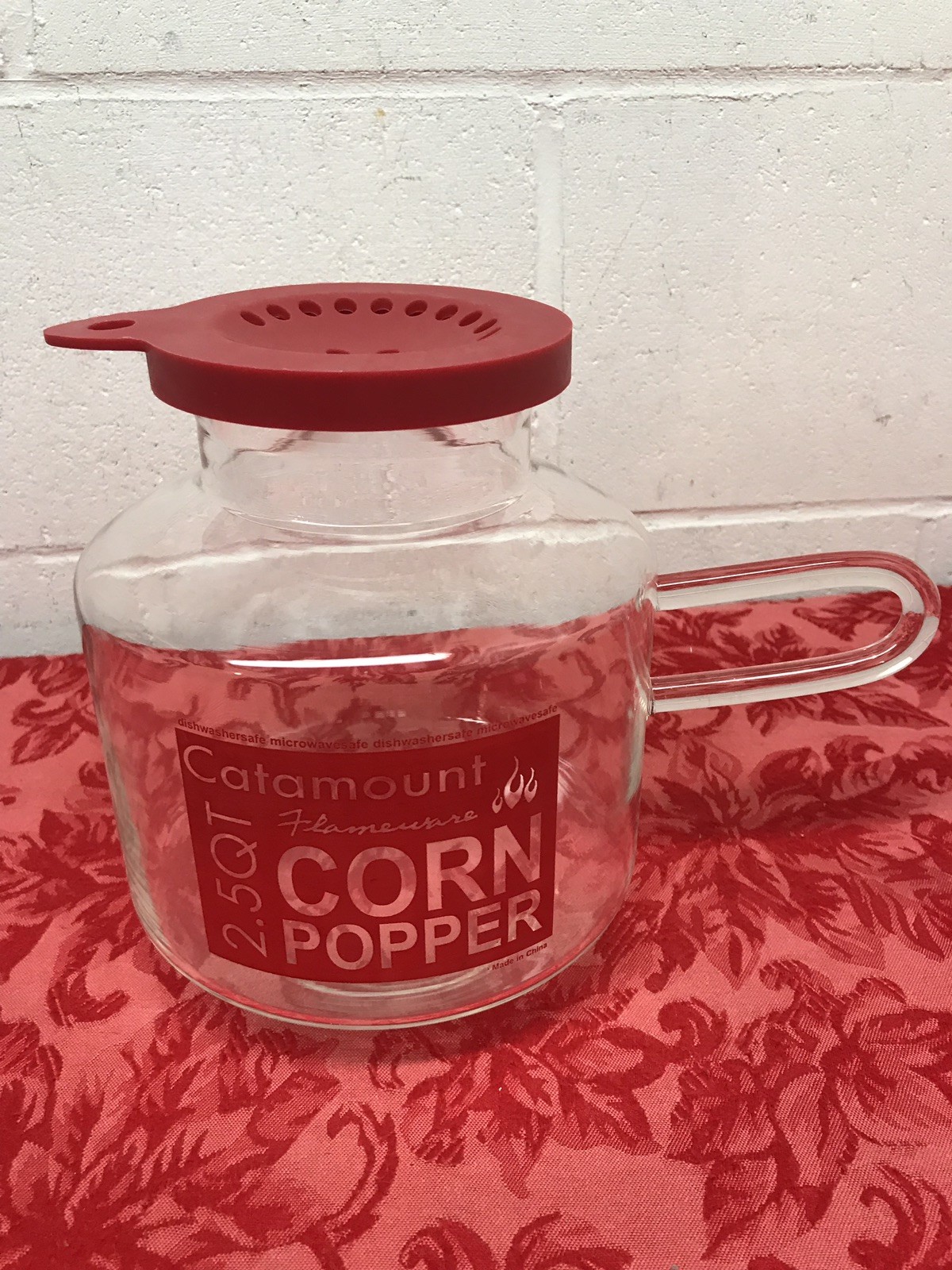 CATAMOUNT GLASSWARE GLASS MICROWAVE 2.5 QT POPCORN CORN POPPER eBay