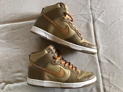 NIKE DUNK HIGH HAY / MAPLE TAUPE WHITE 304717 222 SIZE 10 2003 FOOTLOCKER RARE !