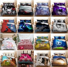 Gothic Skull Wolf Duvet Cover with Pillow Cases Bedding Set Single Double King