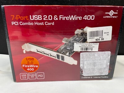 Vantec 7 Port USB 2.0 Fire Wire 400 PCI Combo Host Card SKU 6787