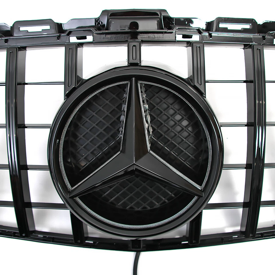 Glossy Black Grille w/Led Emblem For Mercedes W205 2015-2018 C200 C300 C400 C43 - Image 3 of 4