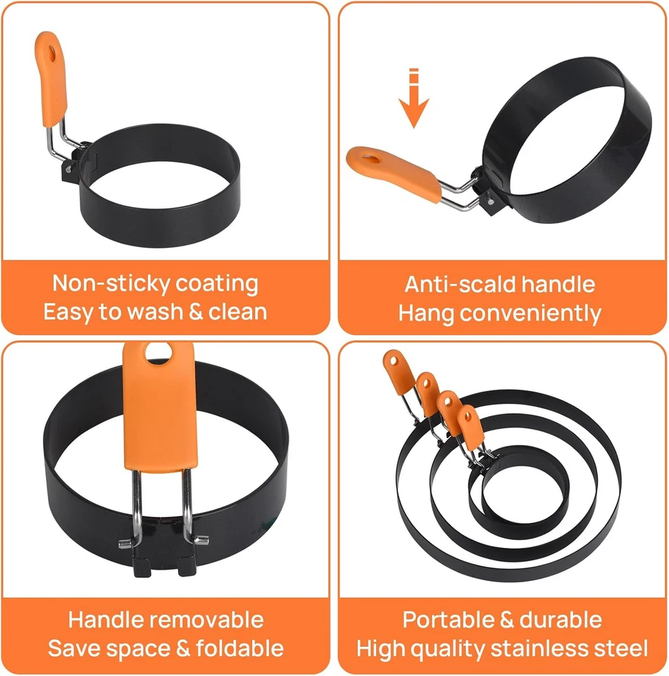 Blackstone Kit Anello Uovo Stampi Silicone Antiaderente per Cucinare Uova e Frittelle - Immagine 3 di 4