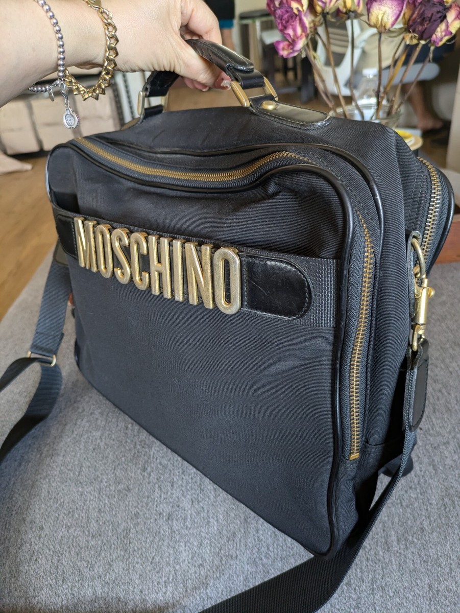 Moschino Crossbody Messenger Work Bag Gold Letters Excellent Moschino Crossbody Messenger Work Bag Gold Letters Excellent