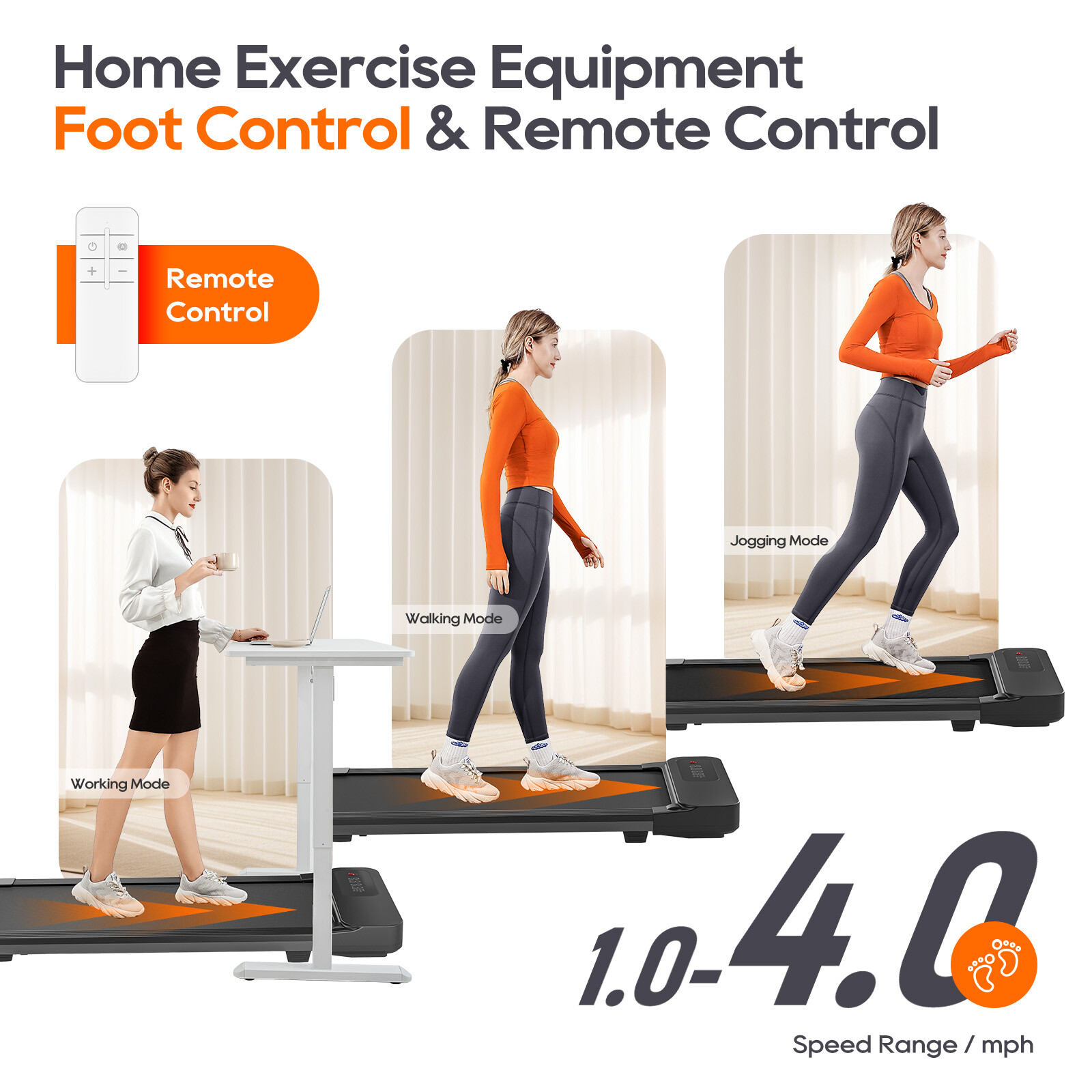 3.0HP Under Desk Treadmill Walking Pad Incline Running WirelessRemote 4Mph 330Lb