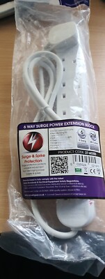 Connekt Gear UK 6-Gang Netz Überspannungsschutz Verlängerungsblock 2m 27-6020S