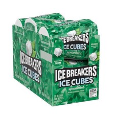 ICE BREAKERS Ice Cubes Spearmint Sugar Free Chewing Gum Bottles, 3.24 oz 6