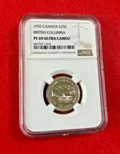 1992 CANADA 25 CENTS BRITISH COLUMBIA NGC PF 69 ULTRA CAMEO