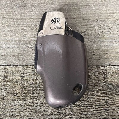 Colibri Lighter Japan Gray Black with Silver Trim 9300 labels As Is