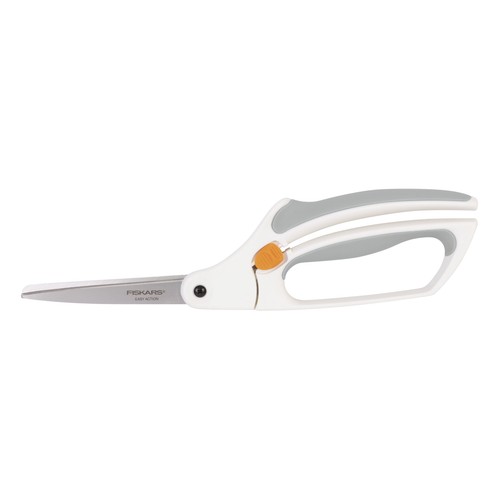 Fiskars 8" Premier Easy Action Bent Scissors, White