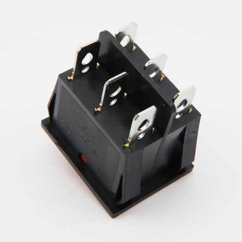 Doppel-Wippschalter 6-Pinn 250V 16A/AC, rote Wippe beleuchtet, EIN/AUS - Bild 4 von 5