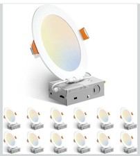Amico 12-Pack 6in LED Recessed Lights 5CCT Dimmable Canless 1050LM White