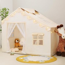 Kids Play Tent with Mat - Kids Tent Indoor with Star Lights and Flags, Toddle...