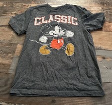 Mickey Mouse Vintage Looking T Shirt Men's Small Gray Walt Disney World 70s