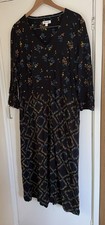 White Stuff Size 22 Print Dress with Pockets Midi Bohemian Pockets 3/4 Sleeves