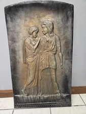 Ancient Greek Stele Of Kritto And Timarista Relief Sculpture Woman Figure Panel