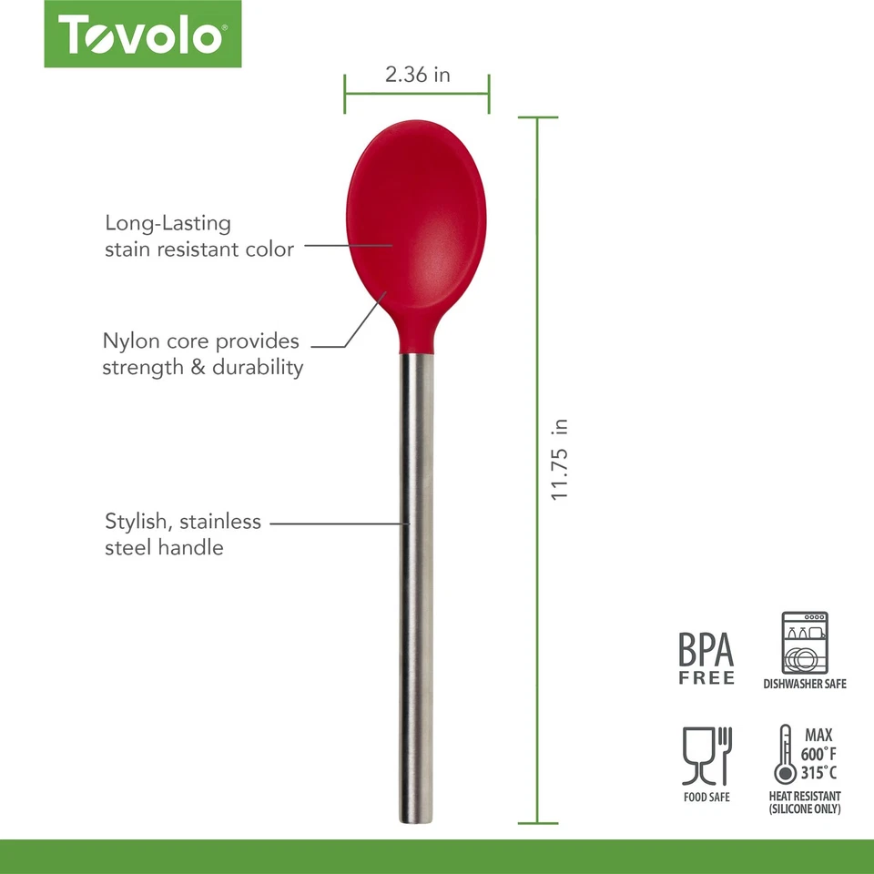 Cuchara Mezcladora Tovolo Mango Acero Inoxidable, Resistente a los Arañazos, Antiadherente Seguro Ki Foto 2 de 4