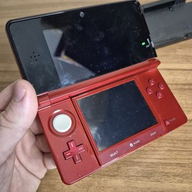 Nintendo 3DS Flame Red Console - W/ Charger/Dock/Stylus - CLEAN & TESTED
