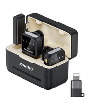 Wireless Lavalier Microphone for Iphone Ipad Android with Charging Case 80H Batt