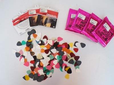 Lot of Guitar Stings and Picks | Ernie Ball Strings and D'Addario Stings & More