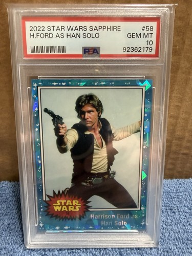2022 Topps Star Wars Chrome Sapphire #58 Harrison Ford As Han Solo PSA 10 Gem MT