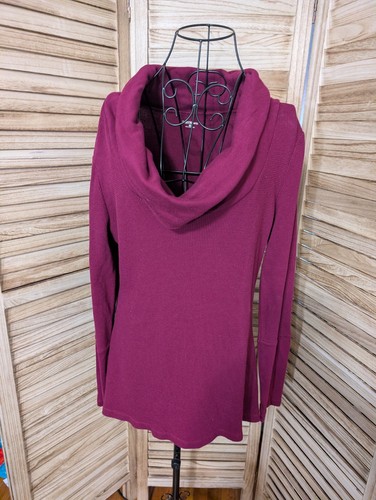 Ruff Hewn Sweater Women's Size XL Magenta Long Sleeve Pullover Cowl Neck Knit