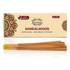 Sandalwood Incense Sticks 100 Gm Pack-100% Pure Organic Natural Hand Rolled f...